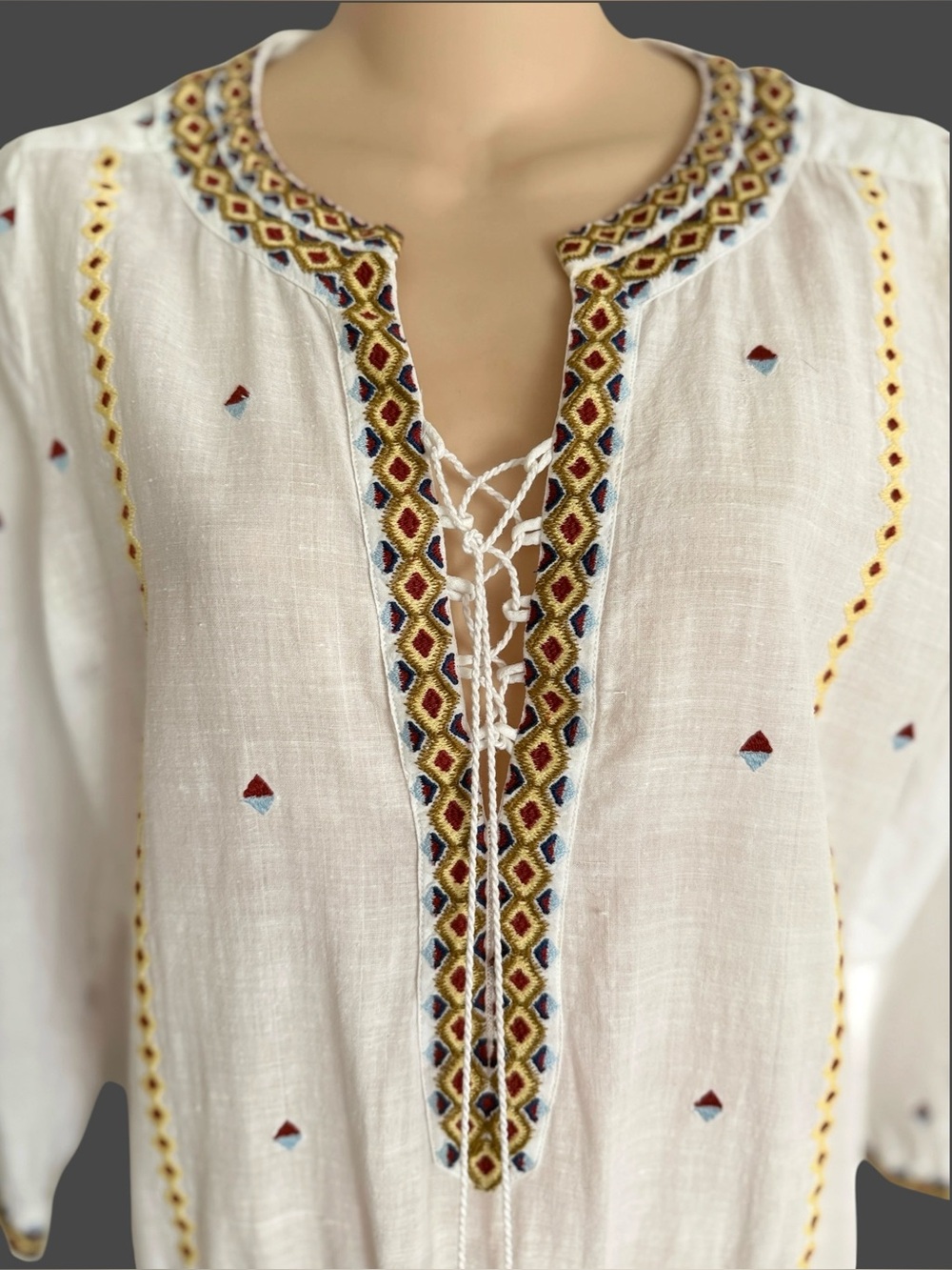 TALITHA COLLECTION Cotton Voile Embroidered Tassel SHYLA Dress S Coverup $RT 428 - Picture 4 of 10
